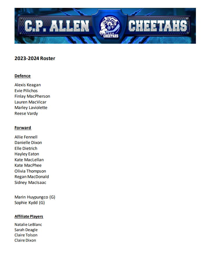 Roster 2023-34